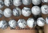 CPJ580 15.5 inches 4mm round grey picture jasper beads wholesale