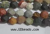 CPJ590 15.5 inches 6mm faceted nuggets matte polychrome jasper beads