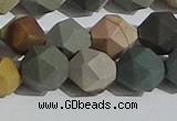 CPJ593 15.5 inches 12mm faceted nuggets matte polychrome jasper beads