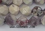 CPJ623 15.5 inches 12mm faceted nuggets purple striped jasper beads