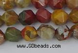 CPJ626 15.5 inches 6mm faceted nuggets picasso jasper beads