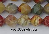 CPJ627 15.5 inches 8mm faceted nuggets picasso jasper beads