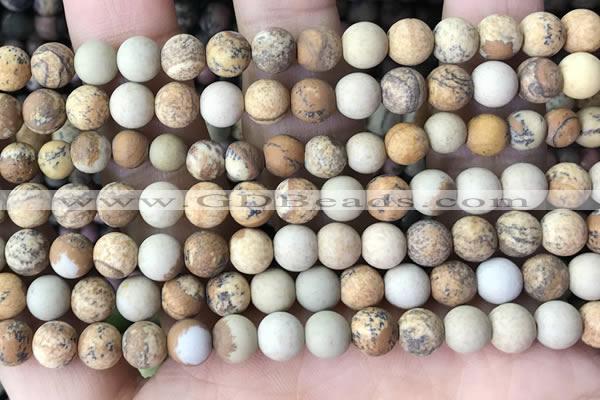 CPJ651 15.5 inches 6mm round matte picture jasper beads wholesale