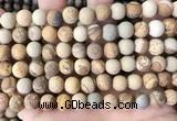 CPJ652 15.5 inches 8mm round matte picture jasper beads wholesale