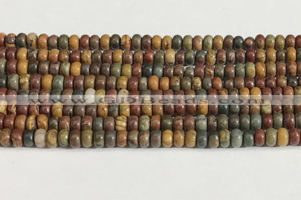 CPJ676 15.5 inches 2.5*4mm rondelle picasso jasper beads wholesale