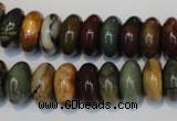 CPJ69 15.5 inches 7*14mm rondelle picasso jasper gemstone beads