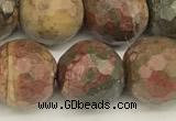 CPJ693 15 inches 12mm faceted round picasso jasper beads