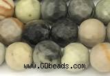 CPJ715 15 inches 6mm faceted round black picasso jasper beads