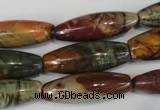 CPJ72 15.5 inches 10*30mm rice picasso jasper gemstone beads