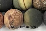 CPJ738 15 inches 10mm round matte picasso jasper beads