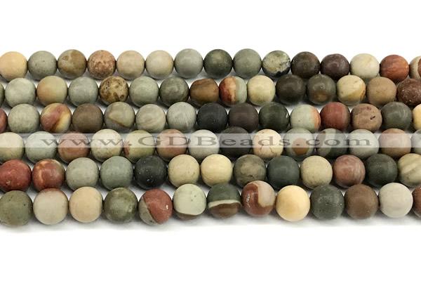 CPJ752 15 inches 8mm round matte American picture jasper beads