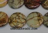 CPJ80 15.5 inches 25mm flat round picasso jasper gemstone beads