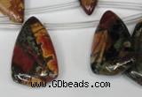 CPJ96 Top-drilled 15*25mm – 16*36mm flat teardrop picasso jasper beads