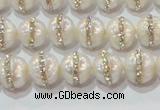 CPL01 15.5 inches 9*10mm nuggets pearl with rhinestone beads