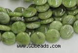 CPO15 15.5 inches 10mm flat round olivine gemstone beads wholesale