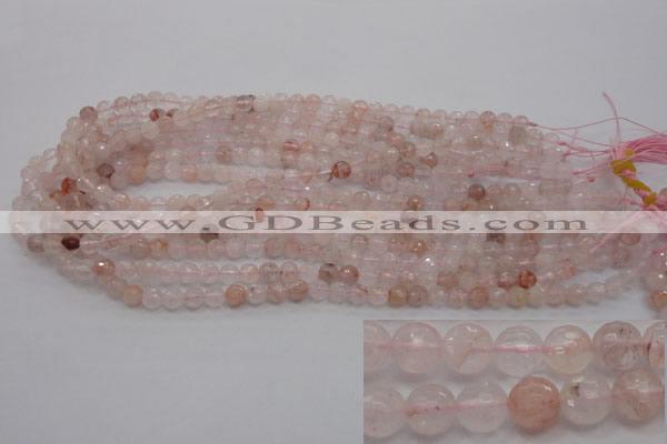 CPQ202 15.5 inches 6mm faceted round natural pink quartz beads