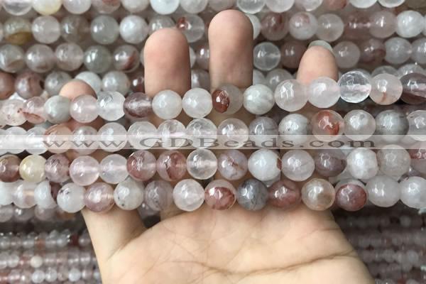 CPQ312 15.5 inches 8mm faceted round pink quartz beads wholesale