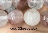 CPQ314 15.5 inches 12mm faceted round pink quartz beads wholesale