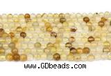 CPQ350 15.5 inches 4mm round yellow quartz gemstone beads