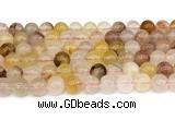 CPQ362 15.5 inches 8mm round pink & yellow quartz gemstone beads