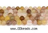 CPQ363 15.5 inches 10mm round pink & yellow quartz gemstone beads