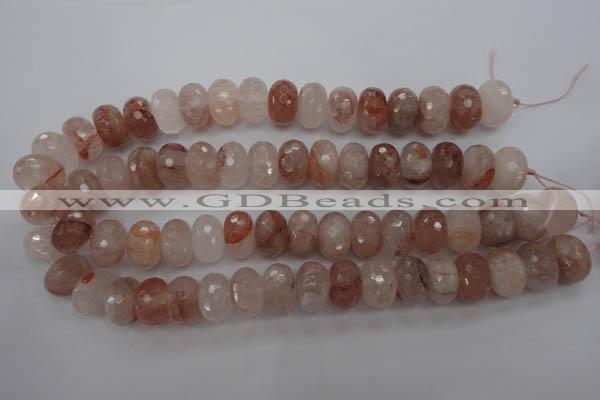 CPQ71 15.5 inches 12*18mm faceted rondelle natural pink quartz beads