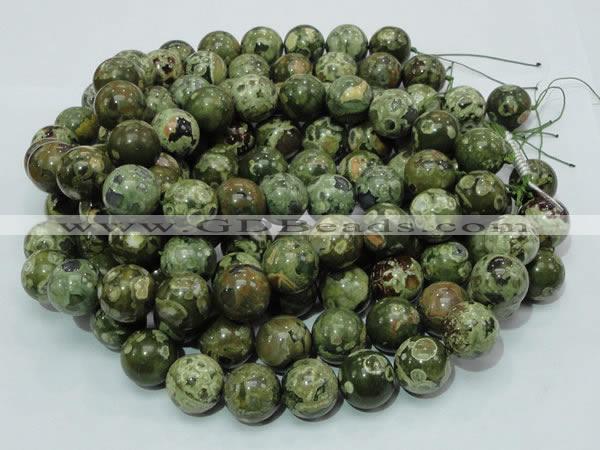 CPS09 15.5 inches 20mm round green peacock stone beads wholesale