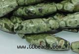 CPS12 15.5 inches 10*30mm rice green peacock stone beads wholesale