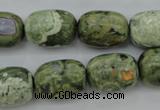 CPS127 15.5 inches 13*18mm drum green peacock stone beads