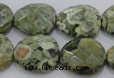 CPS150 15.5 inches 20*25mm faceted freeform green peacock stone beads