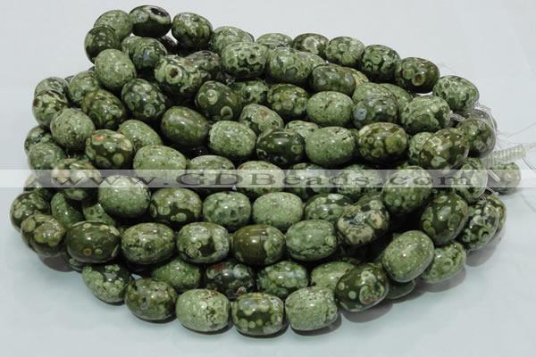 CPS16 15.5 inches 16*20mm egg-shaped green peacock stone beads