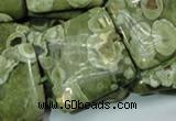 CPS20 15.5 inches 30*30mm square green peacock stone beads wholesale