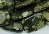 CPS27 15.5 inches 18*24mm rectangle green peacock stone beads