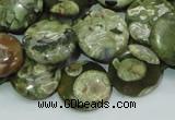 CPS37 15.5 inches 16mm flat round green peacock stone beads