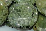 CPS41 15.5 inches 40mm flat round green peacock stone beads