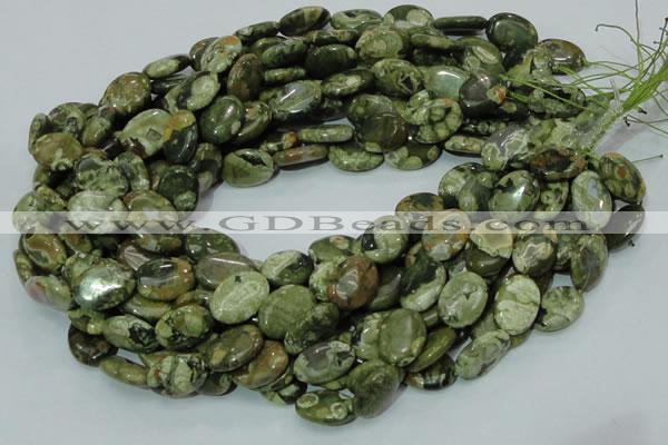 CPS44 15.5 inches 12*16mm oval green peacock stone beads wholesale