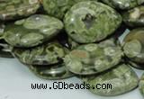 CPS48 15.5 inches 18*25mm flat teardrop green peacock stone beads