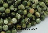 CPS56 15.5 inches 8mm faceted round green peacock stone beads