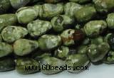 CPS64 15.5 inches 10*14mm faceted teardrop green peacock stone beads