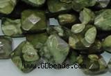 CPS73 15.5 inches 12*12mm faceted rhombic green peacock stone beads