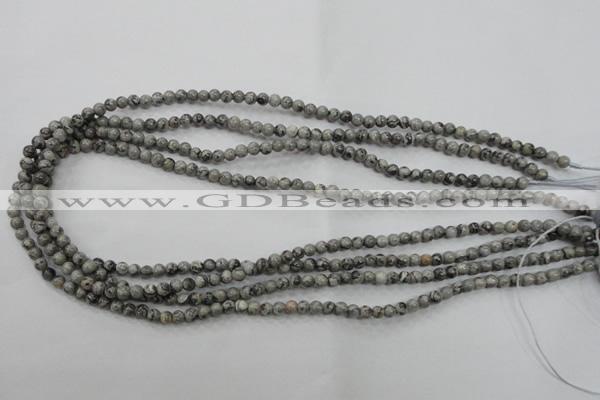 CPT101 15.5 inches 4mm round grey picture jasper beads