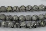 CPT112 15.5 inches 8mm faceted round grey picture jasper beads