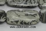 CPT132 15.5 inches 20*40mm faceted rectangle grey picture jasper beads