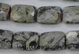 CPT154 15.5 inches 13*18mm faceted rectangle grey picture jasper beads