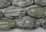 CPT175 15.5 inches 15*30mm marquise grey picture jasper beads