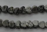 CPT184 15.5 inches 4*4mm heart grey picture jasper beads wholesale