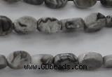 CPT185 15.5 inches 4*6mm oval grey picture jasper beads wholesale