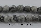 CPT187 15.5 inches 6mm faceted round grey picture jasper beads