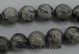 CPT188 15.5 inches 8mm round grey picture jasper beads wholesale