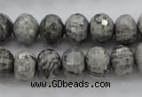 CPT196 15.5 inches 5*8mm faceted rondelle grey picture jasper beads